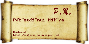Pöstényi Míra névjegykártya